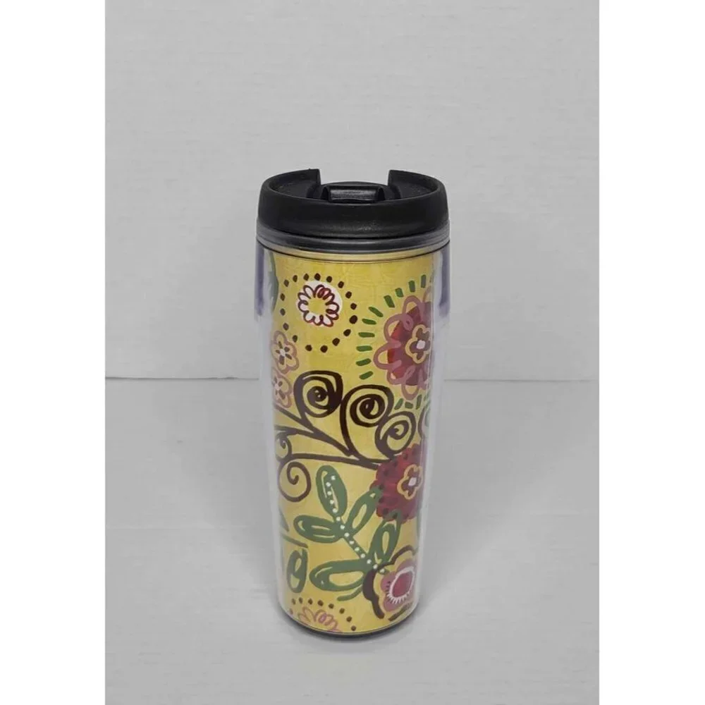 Starbucks 2005 Travel Tumbler Swirl Floral Design
